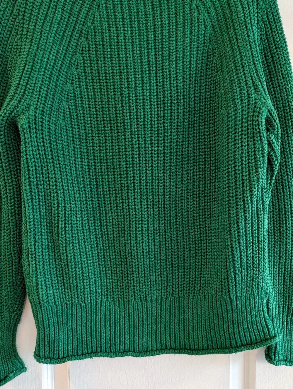 J. Crew Relaxed Rollneck Sweater Green Knit Preppy Fisherman Cotton Size S